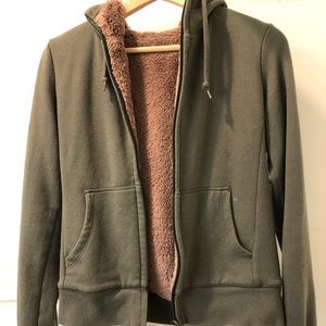 Uniqlo faux fur lined full-zip hoodie XS